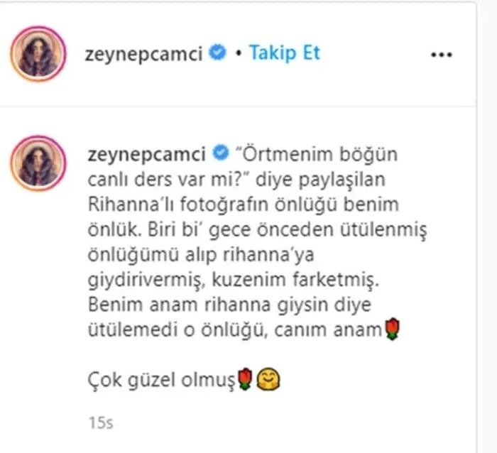 Zeynep Çamcı’nın esprili Rihanna paylaşımı sosyal medyayı yıktı geçti