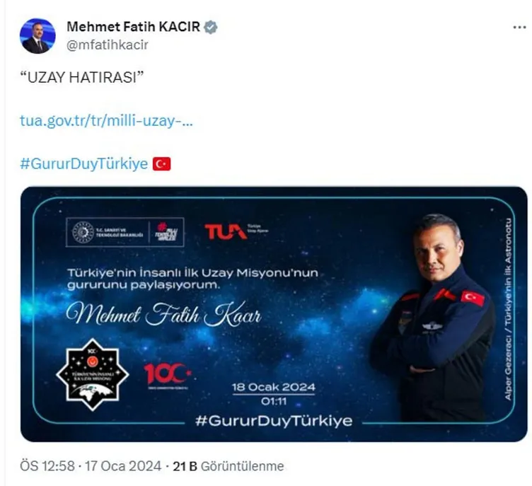 Hazır mısın Türkiye? Uzay yolculuğu için geri sayım başladı! Uzay hatıra bileti yayımlandı!