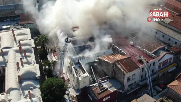 Tarihi Kemeraltı Çarşısı'nda yangın böyle görüntülendi | Video
