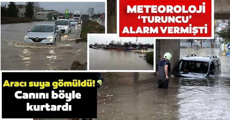 SON DAKİKA HABERİ: Edirne’de şiddetli yağış sonrası araçlar mahsur kaldı