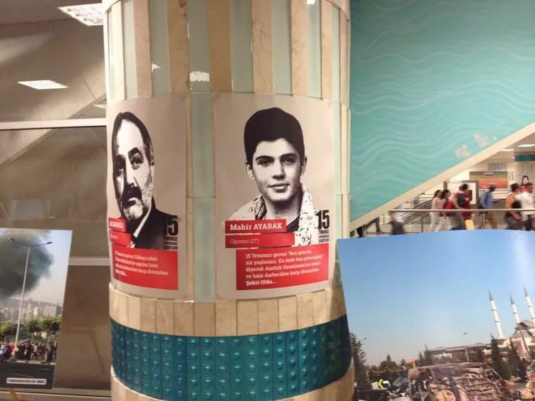 Metro istasyonları şehitlerin fotoğrafıyla donatıldı