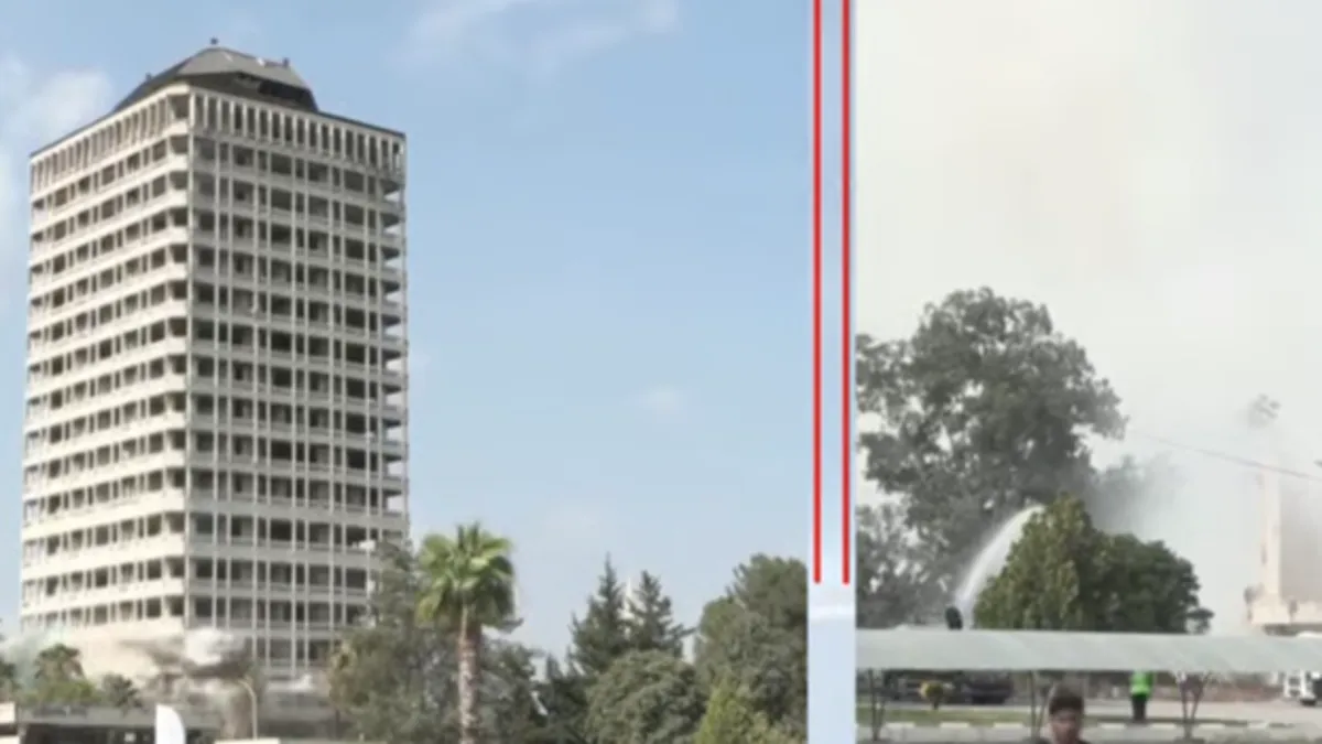 Adana'da kontrollü bina yıkımı