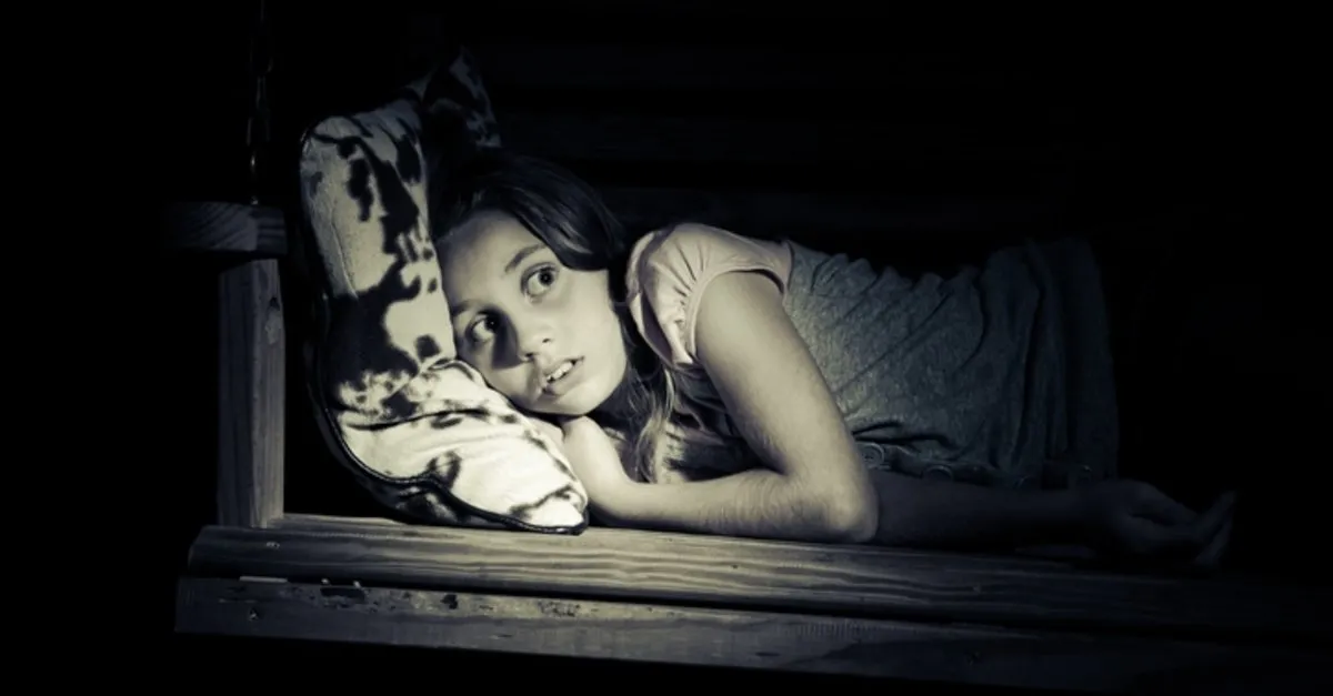 Страшная музыка 1. "Детские страхи". Ребенок в темной комнате. Девочка под одеялом в темноте.