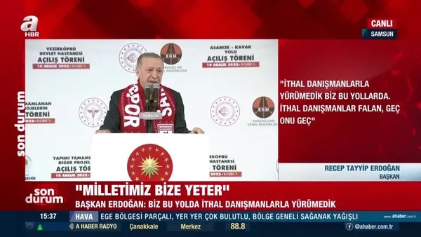 Son Dakika: Başkan Erdoğan'dan Samsun'da tamamlanan projelerin açılış töreninde önemli açıklamalar | Video