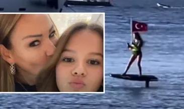 Pınar Altuğ kızı Su’yu paylaştı övgüler ardı ardına geldi! 14 yaşındaki Su elinde Türk bayrağı rüzgar sörfü yaptı...