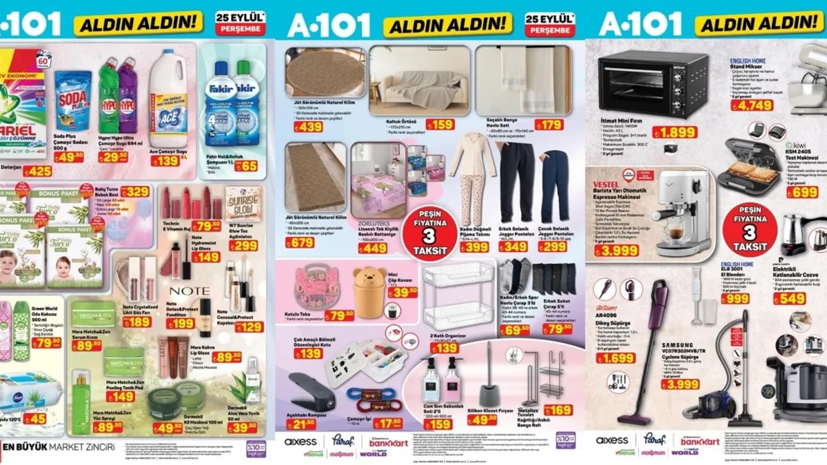 A101'de 25 Eylül Fırsatları: Çay Makinesi, Dikey Süpürge ve Halı Yıkama Makinesi Kaçmaz!