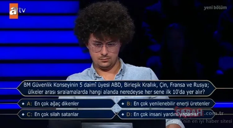 Kim Milyoner Olmak İster’de BM sorusu! Milyoner’de doğru cevap sonrası Kenan İmirzalıoğlu...