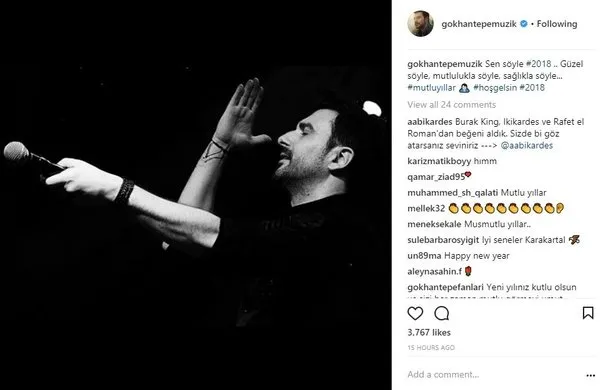 Ünlülerin Instagram paylaşımları (01.01.2018)