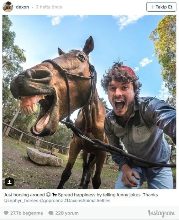 Mesleği hayvanlarla selfie çektirmek