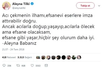 Aleyna Tilki’den olay tweet!