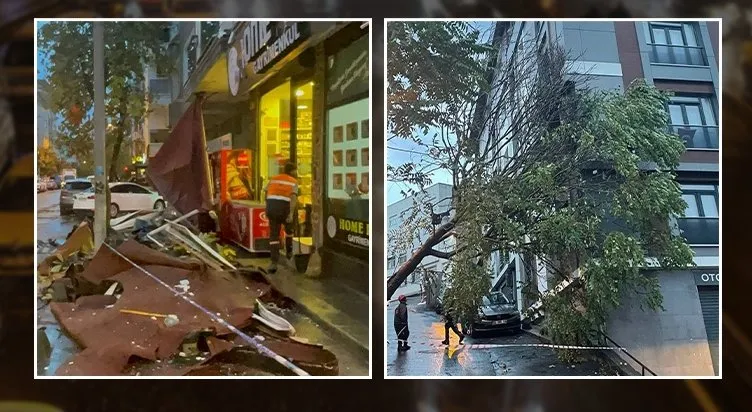 İstanbul’u şiddetli yağmur ve fırtına vurdu: Çatılar uçtu, ağaçlar devrildi