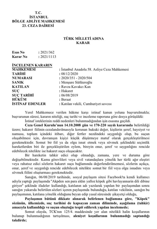 AK Partili vekile köpek diyen kadına verilen beraat kararı bozuldu