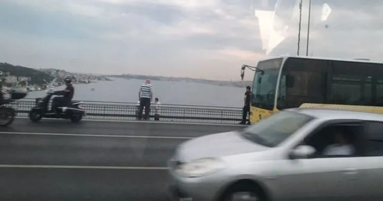 15 Temmuz Şehitler köprüsünde intihar girişimi! Trafik durdu!
