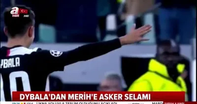 Juventus’un Arjantinli futbolcusu Dybala, attığı golden sonra Merih Demiral’a böyle asker selamı verdi