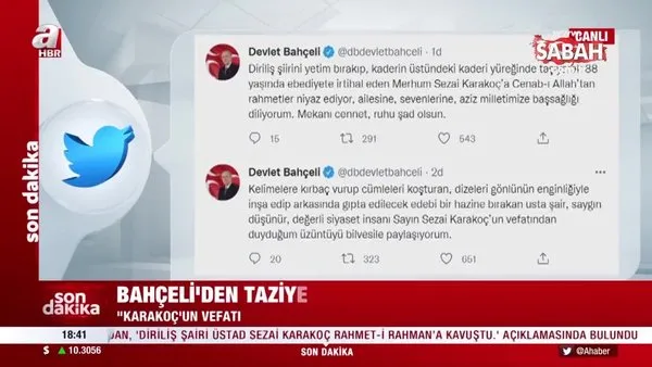 Milliyetçi Hareket Partisi Genel Başkanı Devlet Bahçeli'den baş sağlığı mesajı | Video