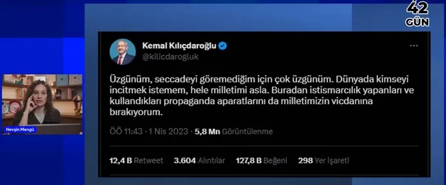 nevsin-menguden-seccade-fetvasi-kilicdaroglunu-aklamak-icin-ne-yapacaklarini-sasirdilar-1680376585668.jpg Nevşin Mengü'den 'Seccade fetvası': Kılıçdaroğlu'nu aklamak için ne yapacaklarını şaşırdılar