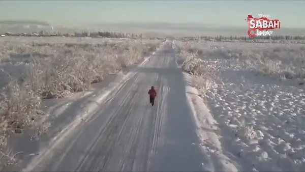 Eksi 67 derece soğukta 50 kilometre koştu