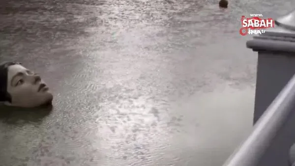 İspanya'da nehrin ortasına yerleştirilen heykel korkuttu | Video
