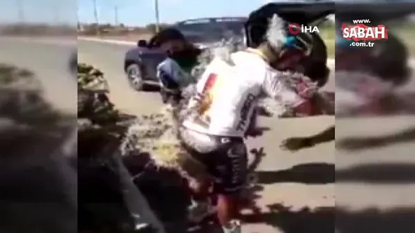 Arjantin’de bisiklet sürücüsü kontrolünü kaybetti, kaktüse çaptı | Video