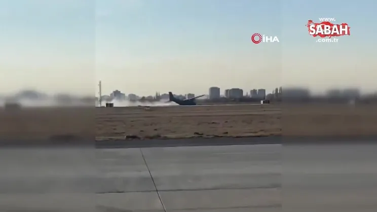 Kayseri'de uçağın piste acil iniş yaptığı anların görüntüleri ortaya çıktı
