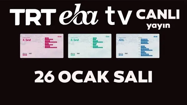 TRT EBA TV izle! (26 Ocak Salı) Ortaokul, İlkokul, Lise (YARIYIL TATİLİ) dersleri 'Uzaktan Eğitim' canlı yayın: EBA TV ders programı | Video