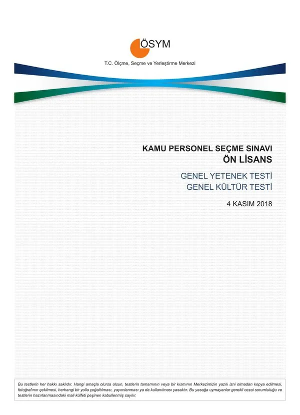 KPSS ön lisans sınav soruları ve cevapları burada! 2018 ÖSYM ile KPSS soruları ve cevapları burada