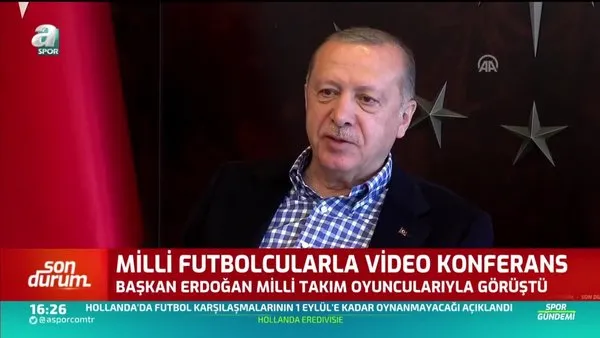 Son dakika: Cumhurbaşkanı Erdoğan, milli futbolcularla videokonferans görüşmesi gerçekleştirdi | Video