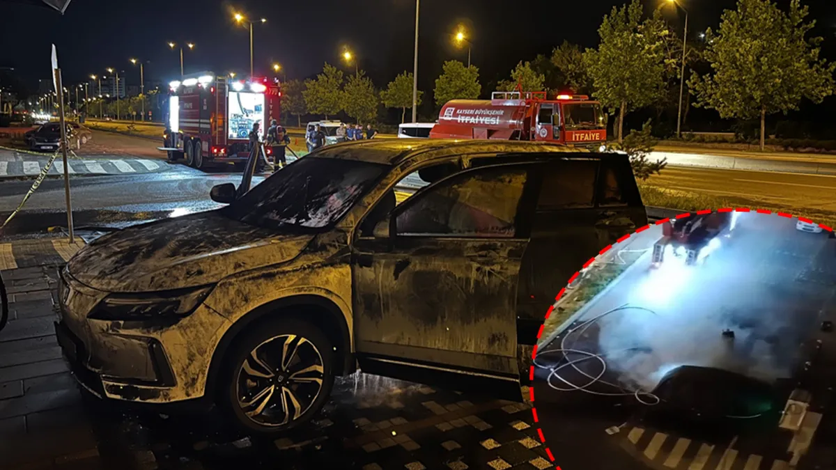 Kayseri’de şarj istasyonunda elektrikli otomobil alev aldı: O anlar kamerada Kayseri’de şarj istasyonunda elektrikli otomobil alev aldı: O anlar kamerada