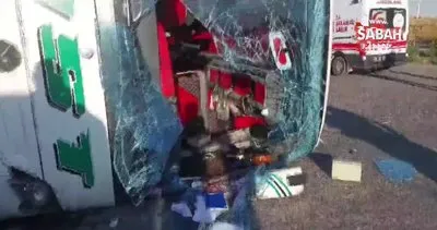 Otomobille çarpışan otobüs devrildi: 1 ölü, 14 yaralı | Video