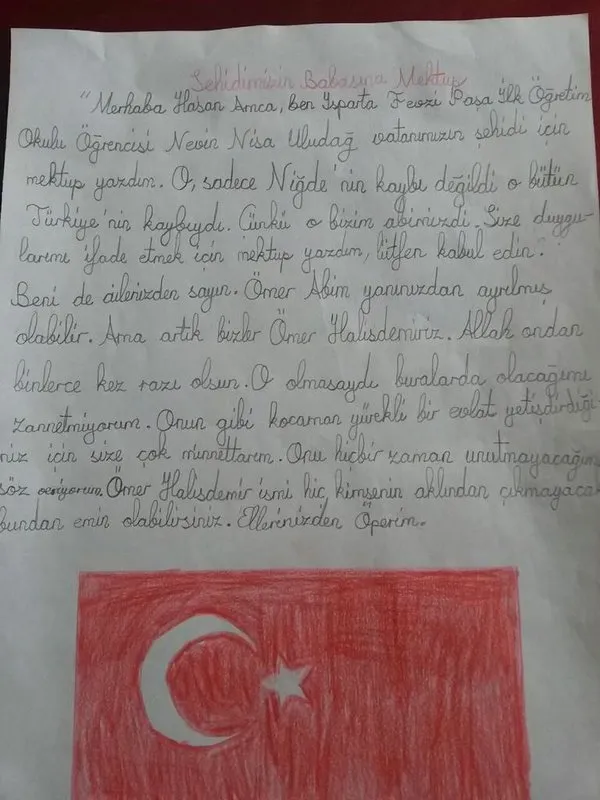 Miniklerden Ömer Halisdemir'in ailesine duygu ve cesaret dolu mektuplar...
