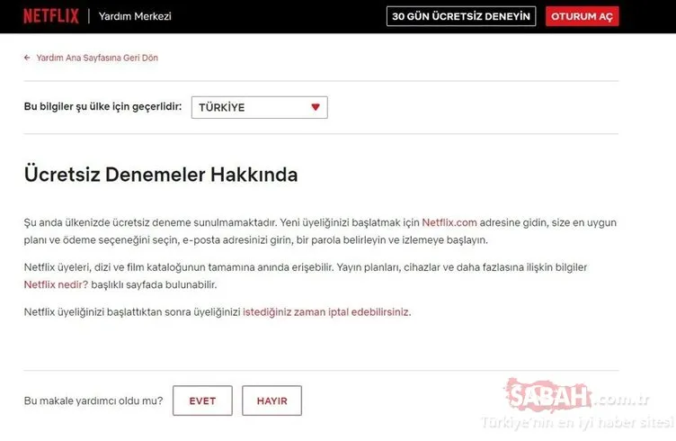 Netflix Türkiye’de ücretsiz deneme sürümünü kaldırdı
