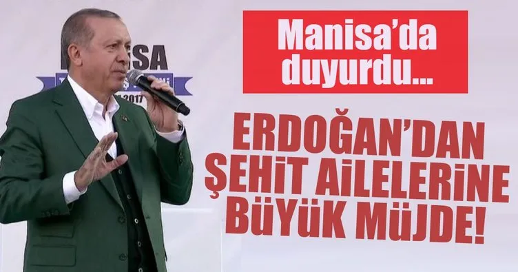 Erdoğan'dan Soma'da şehit olan madencilerin ailelerine müjde