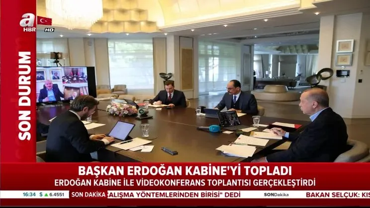Başkan Erdoğan video konferans üzerinden kabine üyeleriyle görüştü | Video