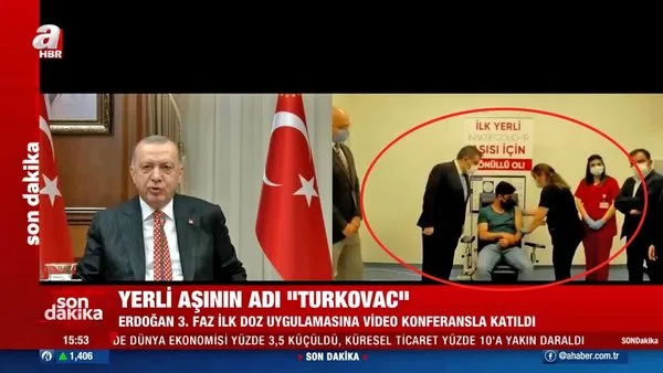 Canlı yayında tarihi anlar! Cumhurbaşkanı Erdoğan ilk dozu uygulanan yerli aşının adını açıkladı 'TURCOVAC'