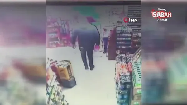 Market çalışanına yakalanan mama hırsızı kamerada