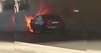 İstanbul Sarıyer’de alev alev yanan lüks araç kamerada!