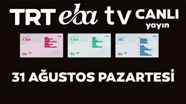 TRT EBA TV izle! (31 Ağustos Pazartesi ) Ortaokul, İlkokul, Lise dersleri 'Uzaktan Eğitim' canlı yayın | Video