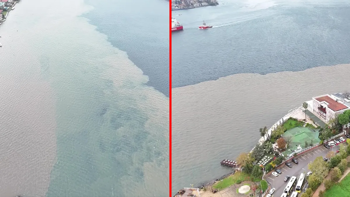 İstanbul’da çamurun renk oyunu! Sağanak sonrası boğaz iki renge büründü