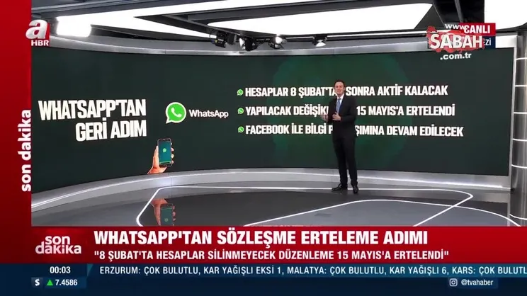 Son dakika: Whatsapp'tan gizlilik sözleşmesi açıklaması! 15 Mayıs'a ertelendi | Video