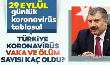 SON DAKİKA HABERİ! 29 Eylül Türkiye’de corona virüs vaka ve ölü sayısı kaç oldu? 29 Eylül Salı Sağlık Bakanlığı Türkiye corona virüsü günlük son durum tablosu…