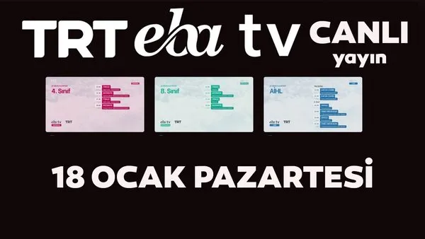 TRT EBA TV izle! (18 Ocak Pazartesi) Ortaokul, İlkokul, Lise dersleri 'Uzaktan Eğitim' canlı yayın: EBA TV ders programı | Video