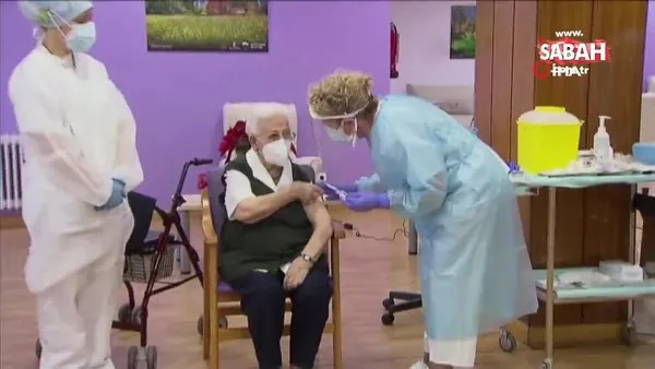 İspanya’da ilk Covid-19 aşısı 96 yaşındaki kadına yapıldı | Video