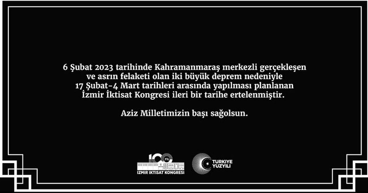 İzmir İktisat Kongresi ileri bir tarihe ertelendi