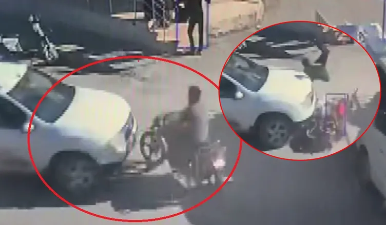 Hatay’da akıllara durgunluk veren kaza: Motosiklet sürücüsü havada takla attı!