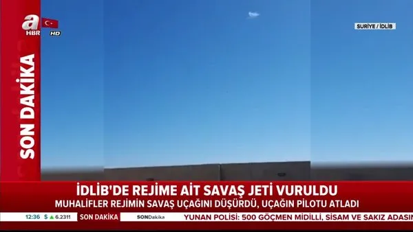 İdlib'te Serakib civarında rejime ait savaş uçağı böyle düşürüldü! | Video