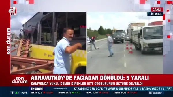 Son Dakika: İstanbul Arnavutköy'de kamyondaki demirler İETT otobüsüne düştü! Çok sayıda yaralı var | Video