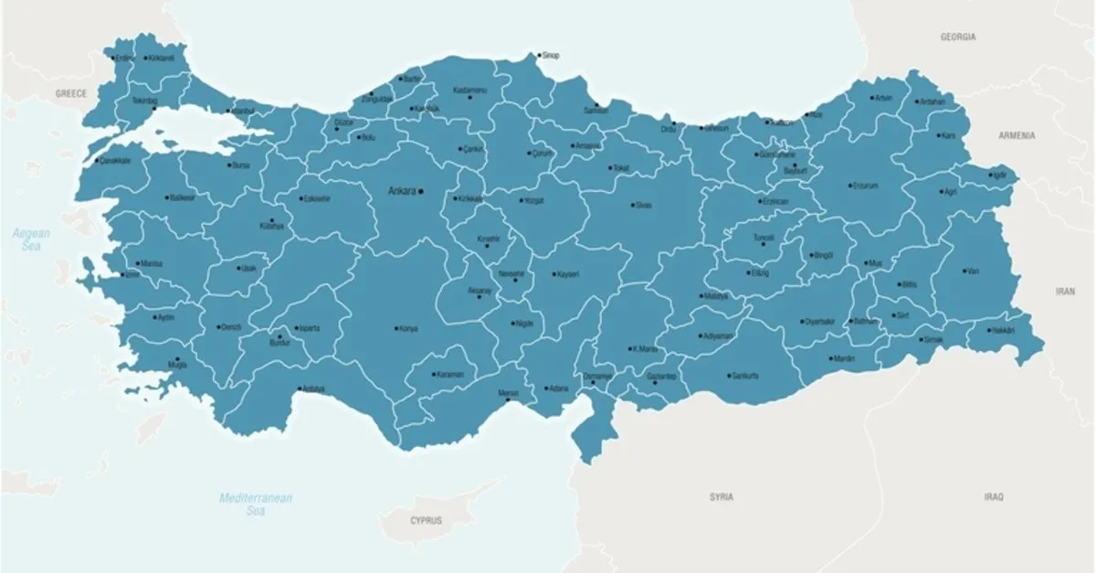 Türkiye Haritası - Renkli Türkiye Siyasi Haritası ile Kapsamlı, Detaylı
