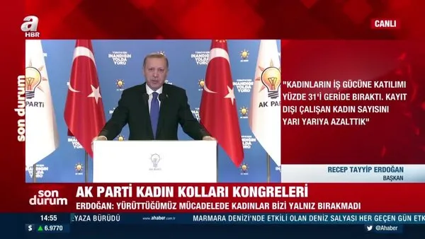 Cumhurbaşkanı Erdoğan 7 ilin AK Parti Kadın Kolları 6. Olağan Kongresi'ne canlı bağlantı ile katıldı | Video