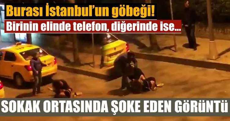 Beşiktaş’ta iki kadın saç başa kavga etti, taksici izledi