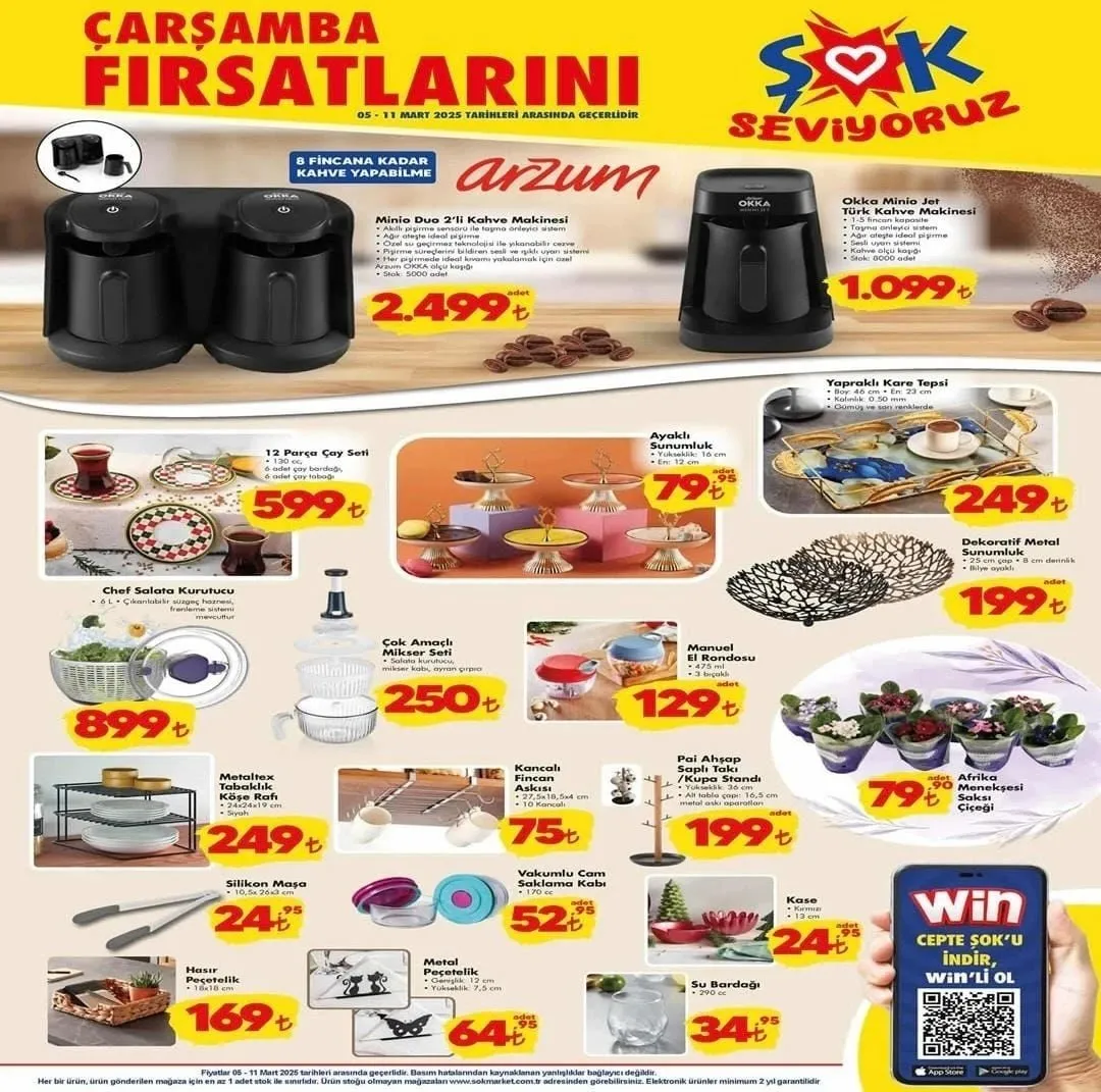 BÜYÜK İNDİRİMLER RAFLARDA: ŞOK aktüel 5-11 Mart 2025: Ütü, mikser, kahve makinesi, bardak, organizer çanta, sunumluk...